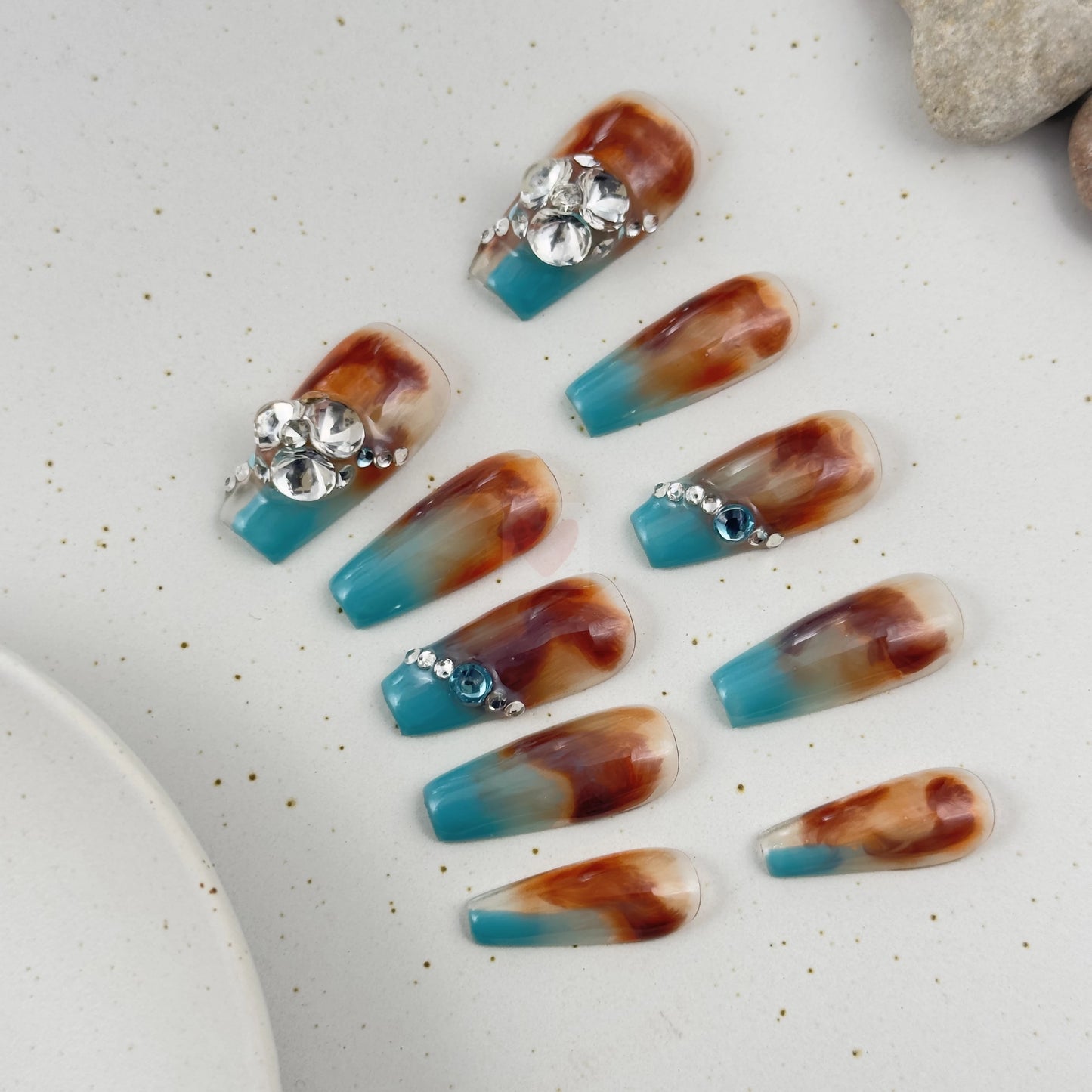 Marble Teal Tips - Dress For Nails