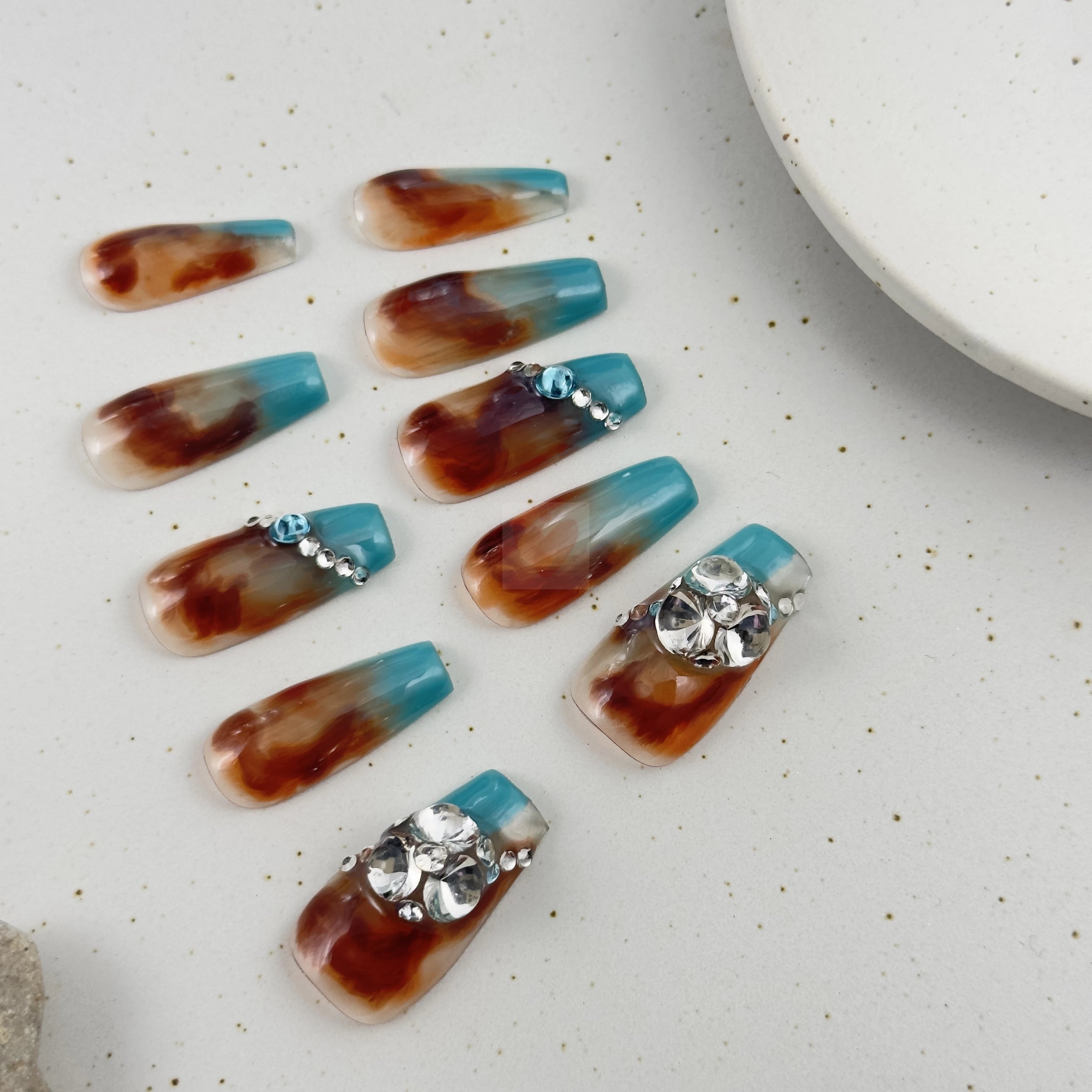 Marble Teal Tips - Dress For Nails