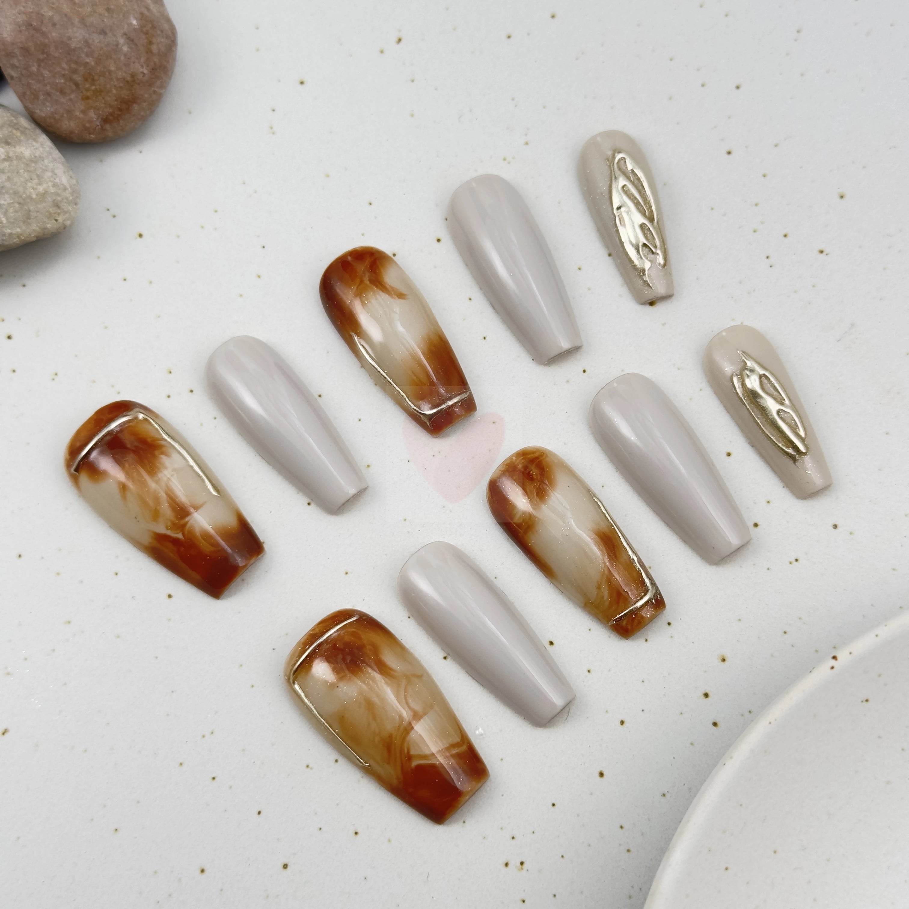 Coffee Marble Gilded - Dress For Nails