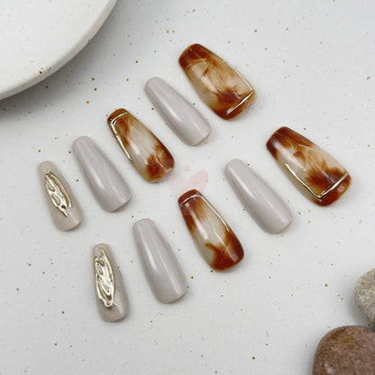 Coffee Marble Gilded - Dress For Nails