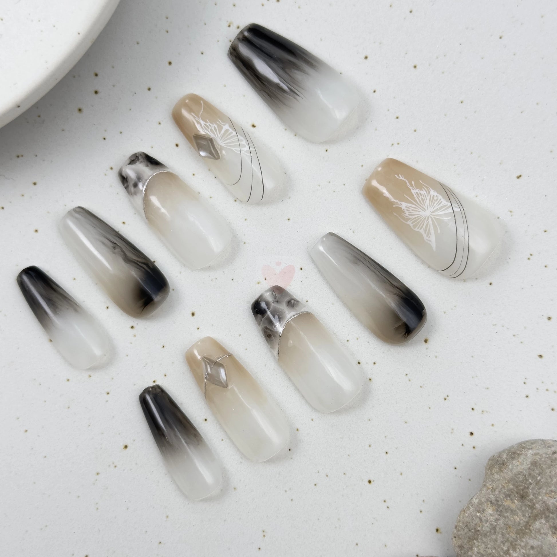 Elegant Monochrome - Dress For Nails