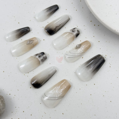 Elegant Monochrome - Dress For Nails