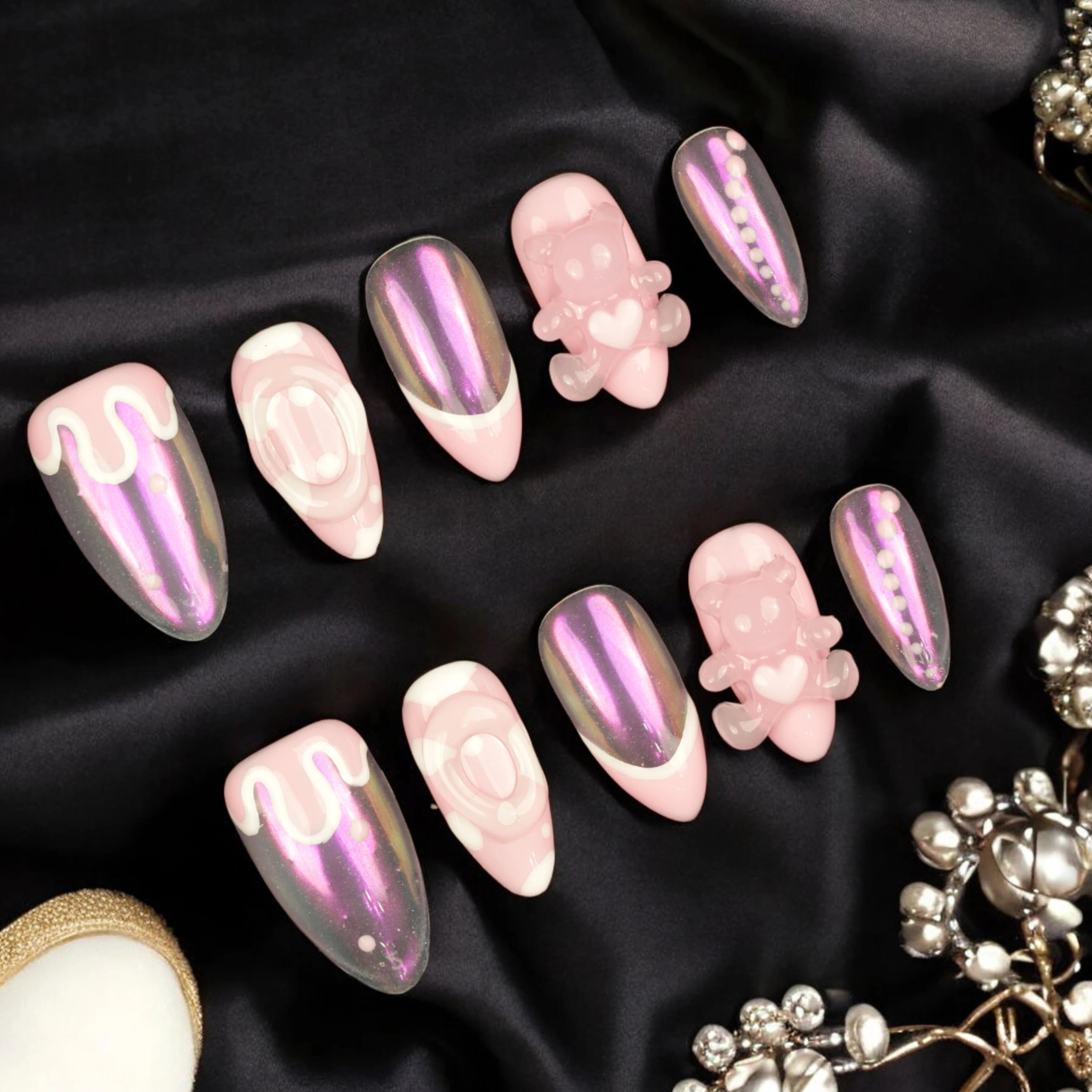 Blush Bear Whimsy Press On Nails Whole Set